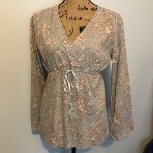 Mossimo Sz S Lenin empire ribbon waist paisley top